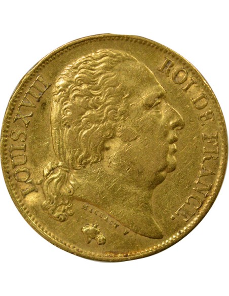 Louis XVIII Tête nue 20 francs Or 1817 A - Paris