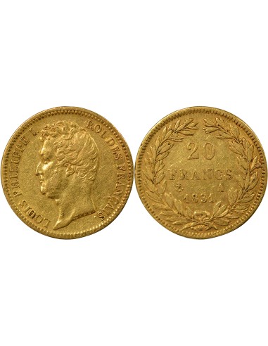 Louis-Philippe Ier Tr. en creux 20 francs Or 1831 A - Paris