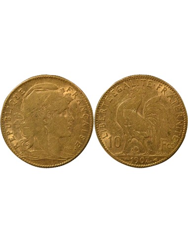 Coq 10 francs Or 1907 A Paris