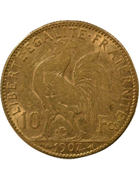 Coq 10 francs Or 1907 A Paris