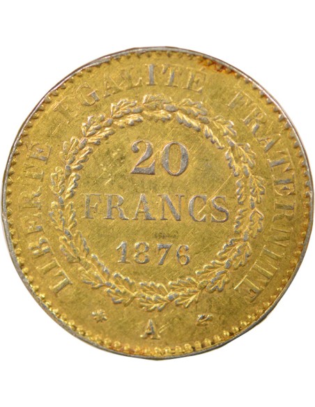 Contrefaçon d'époque 20 francs Platine 1876 A - Paris