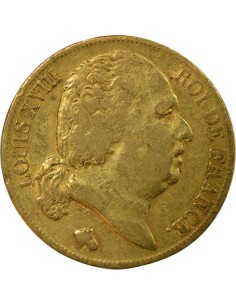 Louis XVIII Tête nue 20 francs Or 1819 W Lille 2