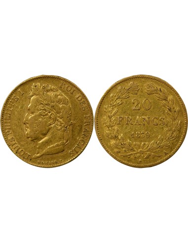Louis-Philippe Ier Domard 20 francs Or 1839 A - Paris