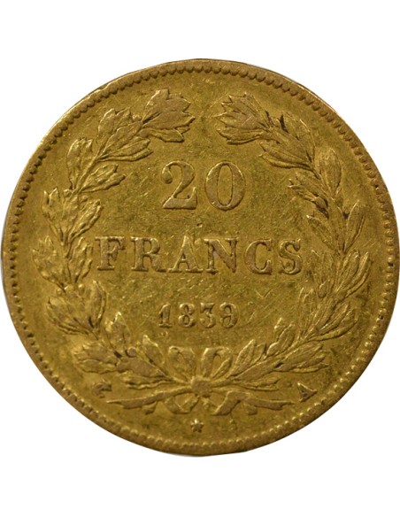 Louis-Philippe Ier Domard 20 francs Or 1839 A - Paris