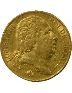 Louis XVIII Tête nue 20 francs Or 1817 A - Paris 2