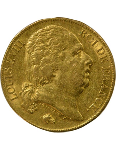 Louis XVIII Tête nue 20 francs Or 1817 A - Paris