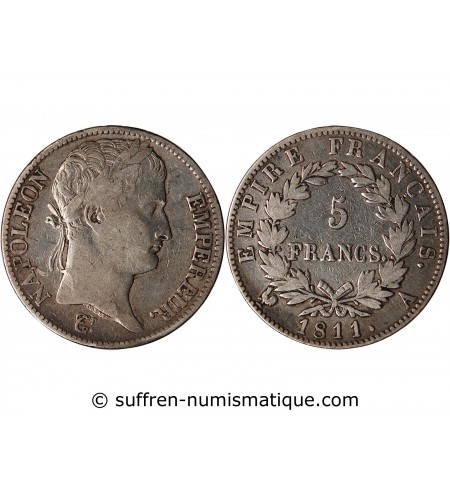 NAPOLEON Ier﻿ - 5 FRANCS 1811 A PARIS 