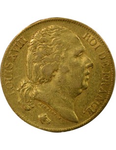 Louis XVIII Tête nue 20 francs Or 1819 A - Paris 2