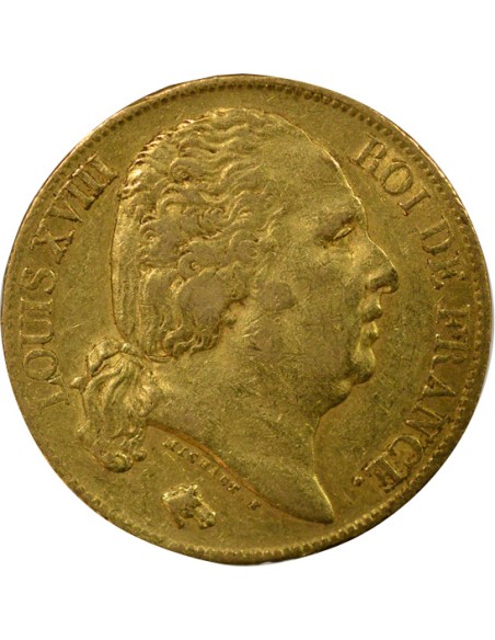 Louis XVIII Tête nue 20 francs Or 1819 A - Paris