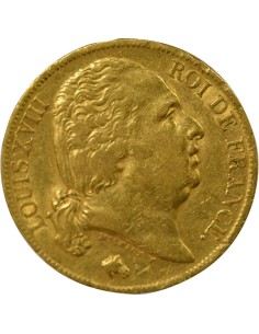 Louis XVIII Tête nue 20 francs Or 1820 A - Paris 2