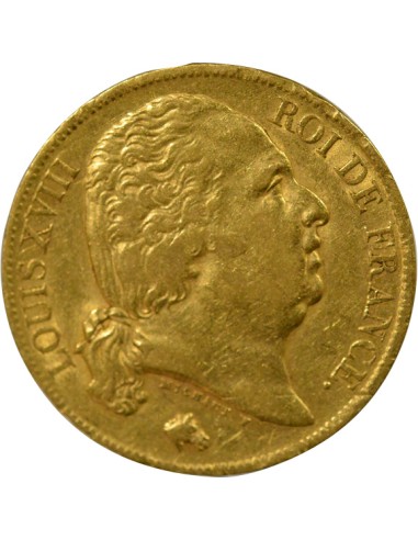 Louis XVIII Tête nue 20 francs Or 1820 A - Paris