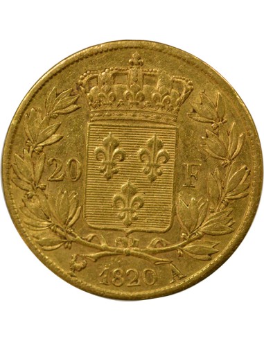 Louis XVIII Tête nue 20 francs Or 1820 A - Paris