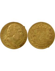 Louis XVIII Tête nue 20 francs Or 1817 W Lille