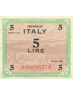 Italie 5 Lire - Impression américaine - 1943 - P.M12a 5 lire 1943
