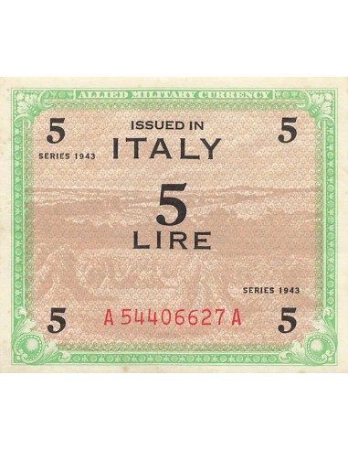Italie 5 Lire - Impression américaine - 1943 - P.M12a 5 lire 1943