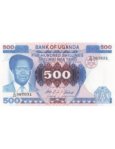 Ouganda 500 Shillings - ND (1983) - P.22 500 shillings 1983