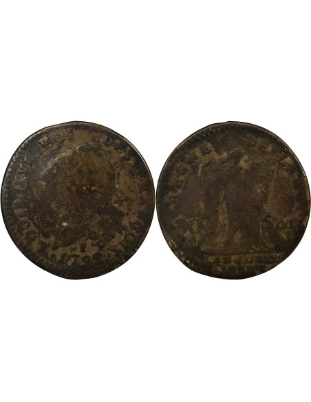 Louis XVI au Génie 30 sols Argent 1792 I Limoges