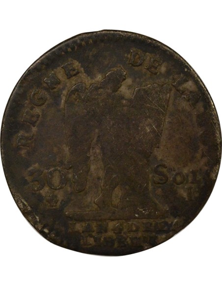Louis XVI au Génie 30 sols Argent 1792 I Limoges