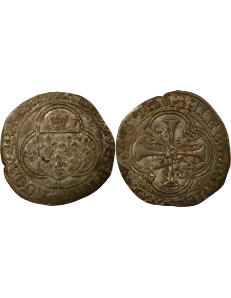 Charles VIII A la Couronne 1 blanc Billon 1491-1498 9 Rennes
