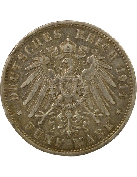 Etats Allemands (Prusse) Guillaume II de Prusse Guillaume II - 5 Mark Argent - 1914 A Berlin 5 mark Argent 1914 A Berlin