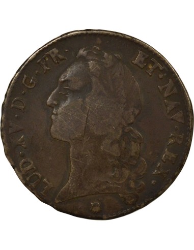 Louis XV au Bandeau 1 écu Argent 1756 Q Perpignan