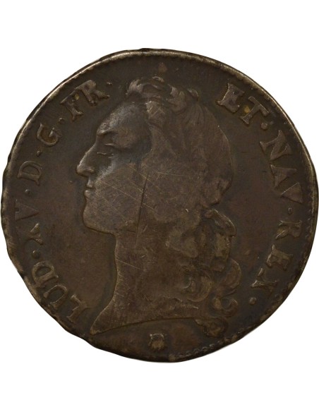Louis XV au Bandeau 1 écu Argent 1756 Q Perpignan