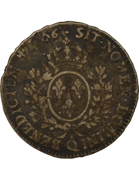 Louis XV au Bandeau 1 écu Argent 1756 Q Perpignan