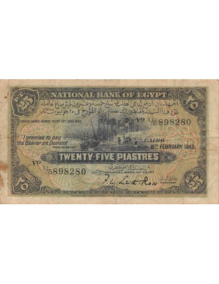 Egypte 25 Piastres - 16-02-1949 - P.10 25 piastres 1949