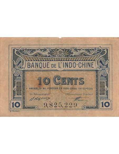 Indo-Chine Fr. 10 Cents - 1919 - P.43 10 cents 1919