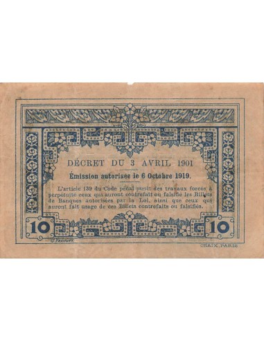 Indo-Chine Fr. 10 Cents - 1919 - P.43 10 cents 1919