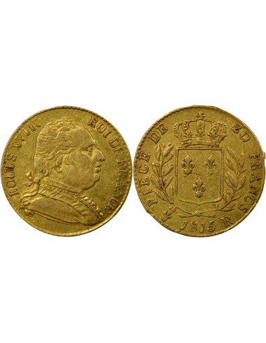 Louis XVIII au Buste Habillé 20 francs Or 1815 Londres