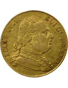 Louis XVIII au Buste Habillé 20 francs Or 1815 Londres 2