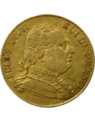 Louis XVIII au Buste Habillé 20 francs Or 1815 Londres