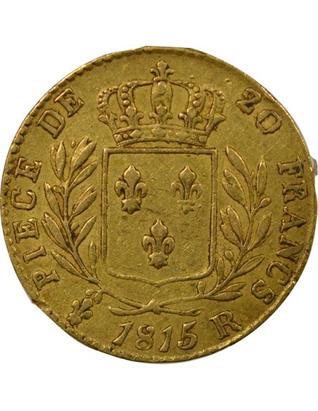 Louis XVIII au Buste Habillé 20 francs Or 1815 Londres