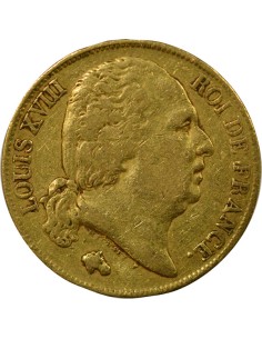 Louis XVIII Tête nue 20 francs Or 1817 Q Perpignan 2