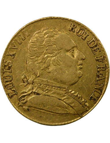 Louis XVIII au Buste Habillé 20 francs Or 1815 Londres
