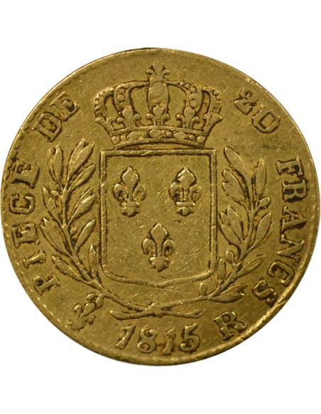 Louis XVIII au Buste Habillé 20 francs Or 1815 Londres