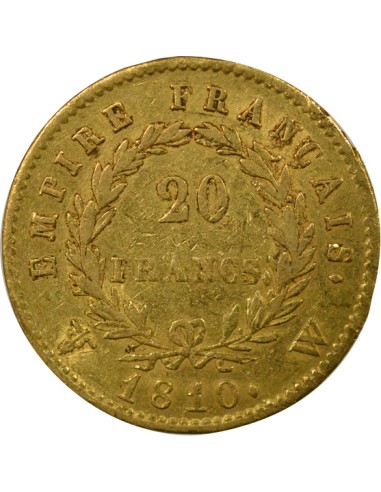Roi d'Italie Empire 20 francs Or 1810 L* Lille
