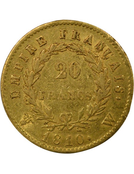 Roi d'Italie Empire 20 francs Or 1810 L* Lille