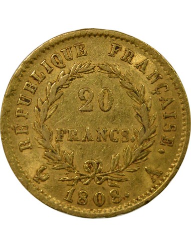 Roi d'Italie République 20 francs Or 1808 A - Paris