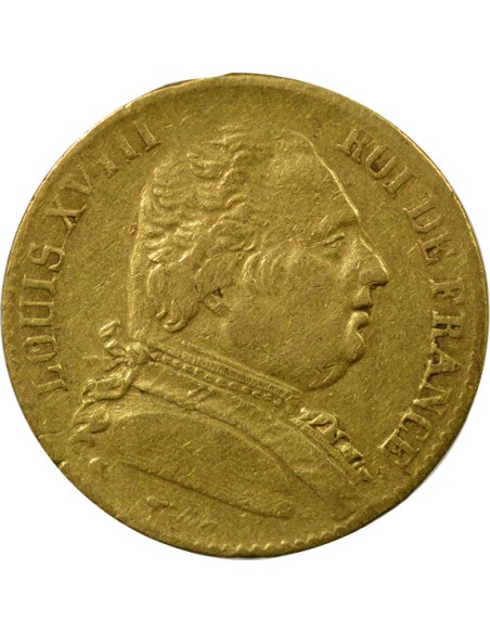 Louis XVIII au Buste Habillé 20 francs Or 1814 K Bordeaux