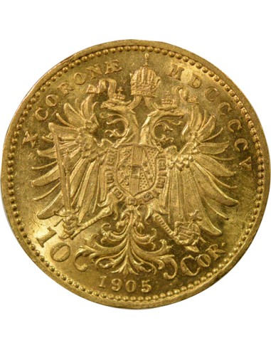 Roi de Hongrie François Joseph Ier - 10 Couronnes Or - 1905 Vienne 10 couronnes Or 1905 A Vienne