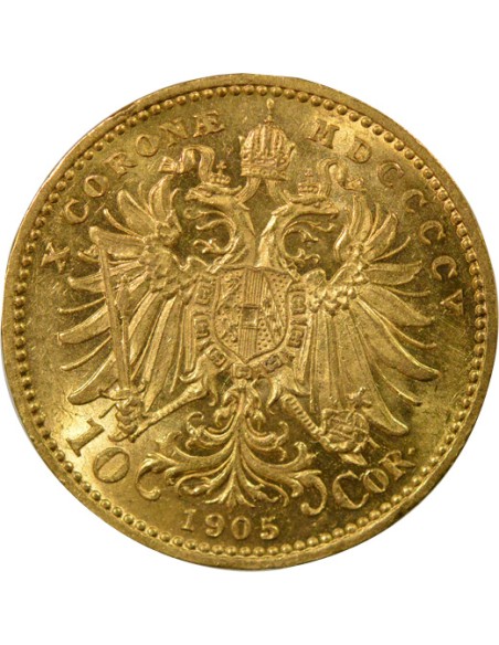 Roi de Hongrie François Joseph Ier - 10 Couronnes Or - 1905 Vienne 10 couronnes Or 1905 A Vienne