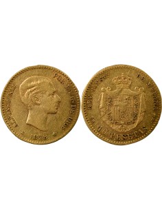 Espagne Alphonse XII d'Espagne Alphonse XII - 10 Pesetas Or - 1878 (1878) Madrid E M M 10 pesetas Or 1878 (1878) AI Madrid