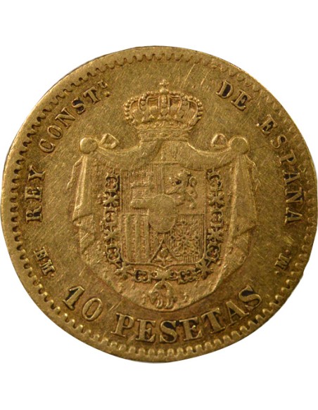 Espagne Alphonse XII d'Espagne Alphonse XII - 10 Pesetas Or - 1878 (1878) Madrid E M M 10 pesetas Or 1878 (1878) AI Madrid