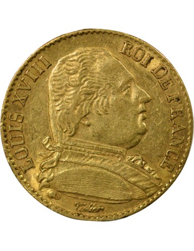 Louis XVIII Au Buste Habillé 20 francs Or 1814 A - Paris