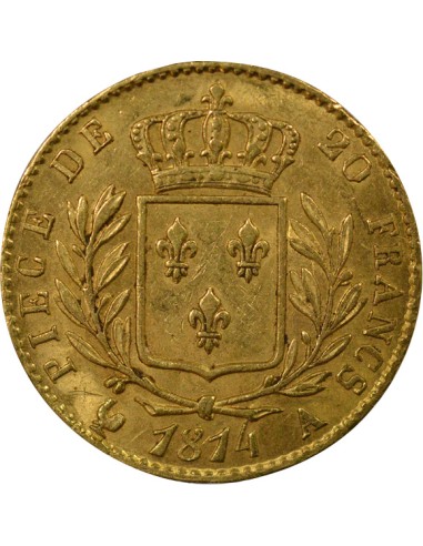 Louis XVIII Au Buste Habillé 20 francs Or 1814 A - Paris