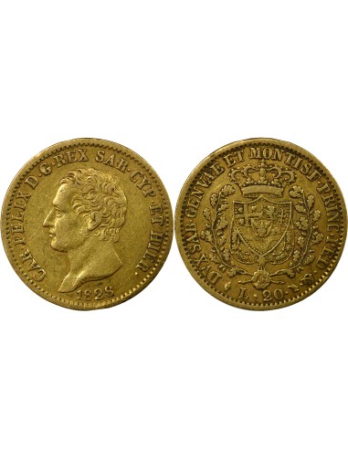 Sardaigne Charles Félix Charles Félix - 20 Lire Or - 1828 L Turin 20 lire Or 1828 T Turin