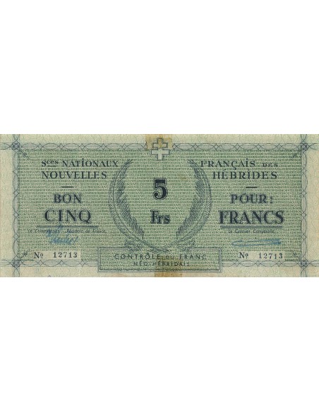 Nouvelles Hébrides 5 Francs - ND (1943) - P.1 5 francs 1943