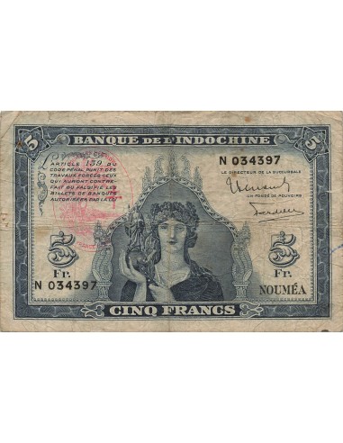 Nouvelles Hébrides 5 Francs - ND (1945) - P.5 5 francs 1945